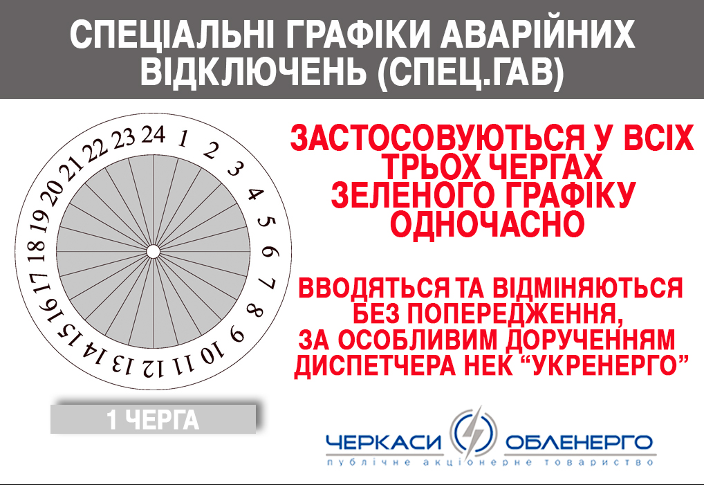 Застосовано спеціальні графіки аварійних відключень (Спец.ГАВ)